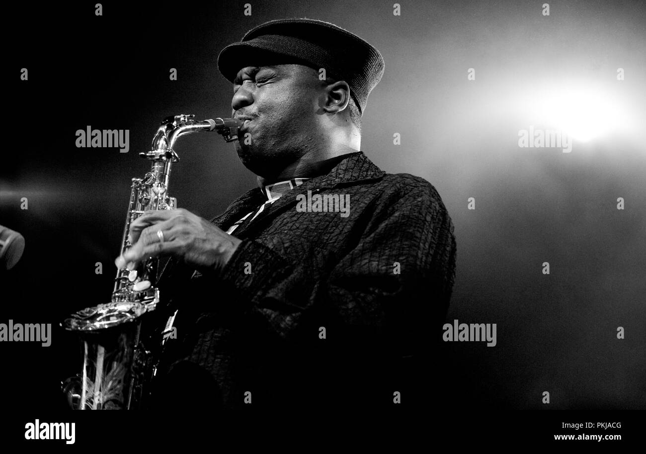 World Saxophone Quartet + M`BOOM at the Jazz Middelheim festival in Antwerp (Belgium, 14/08/2010) Stock Photo